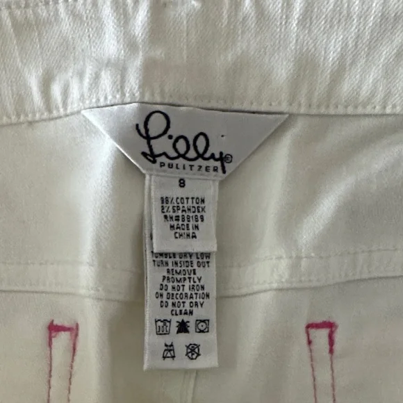 Lilly Pulitzer White Jeans with Pink Accents - Picture 2 of 4